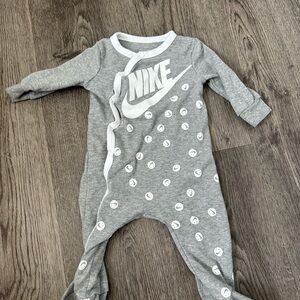 Nike Gray Baby Footie with Smiley Design